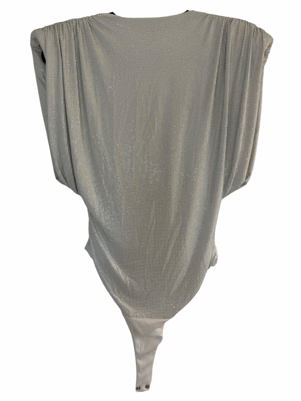 ✅ NWT ZARA Gorgeous JEWEL SHOULDER PADDED Silver Gray BODYSUIT size S - Picture 8 of 16